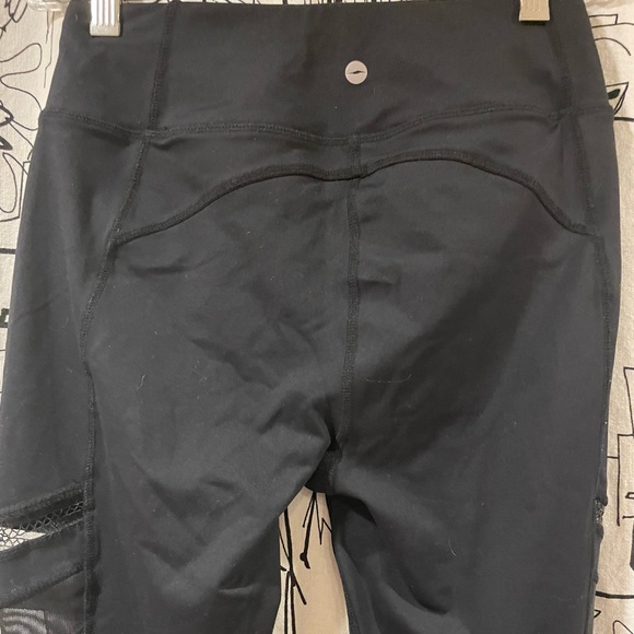 Avia Full Length Mesh & Lace Leg Cutout Insets Black Legging Sz XS / XCH 0-2 - Picture 5 of 14